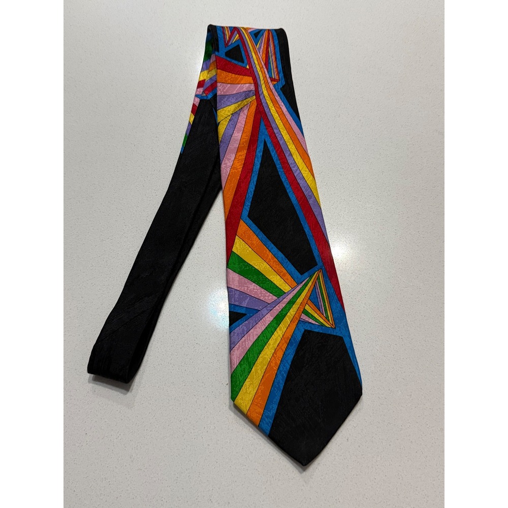 Rush Limbaugh No Boundaries Collection Rainbow Geometric Black Mens Silk Necktie